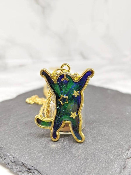 Aurora Borealis Cat Pendant Necklace 7 (Northern Lights Cats Collection)