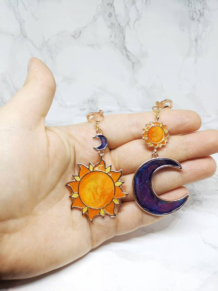 Sun and Moon Mismatch Clip-on Earrings (Festival Collection)