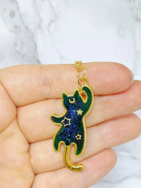 Aurora Borealis Cat Pendant Necklace 8 (Northern Lights Cats Collection)