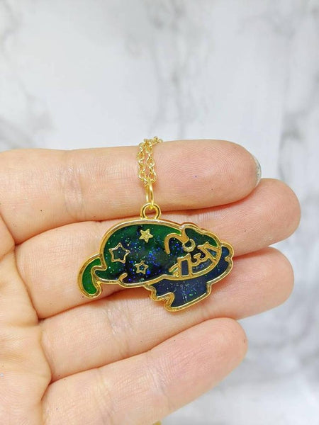 Aurora Borealis Cat Pendant Necklace 2 (Northern Lights Cats Collection)