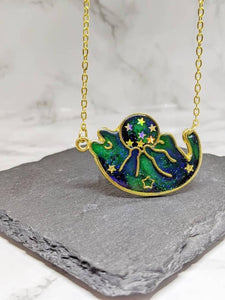 Aurora Borealis Cat Pendant Necklace 3 (Northern Lights Cats Collection)