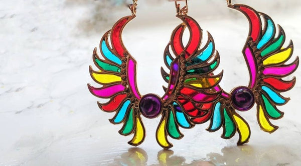 Aztec Inspired Stained Glass Effect Earrings 2 (Festival Collection)