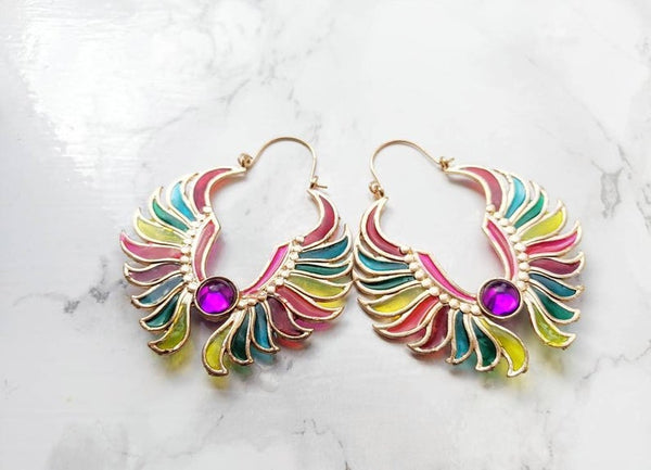 Aztec Inspired Stained Glass Effect Earrings 2 (Festival Collection)